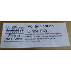 Ferme des Sens / Vol au vent de dinde BIO SANS crème