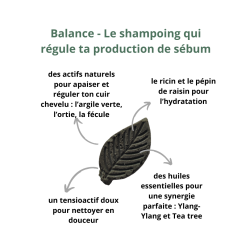 Balance, shampoing solide naturel - Brillance, régulation et douceur