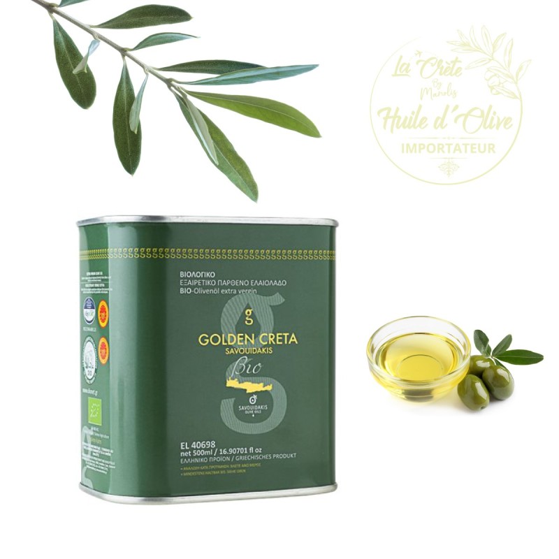 Huile d’Olive Extra Vierge Biologique AOP Messara ‘Golden Creta’ Savouidakis – 500ml