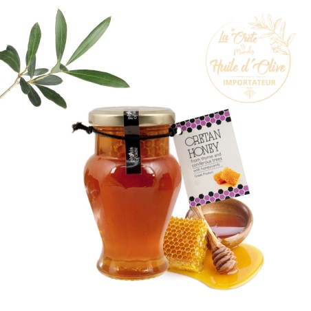 Miel de Thym Crétois avec rayon 270gr  by ‘Physis of Crete’  – L’Élixir Ambre de la Méditerranée